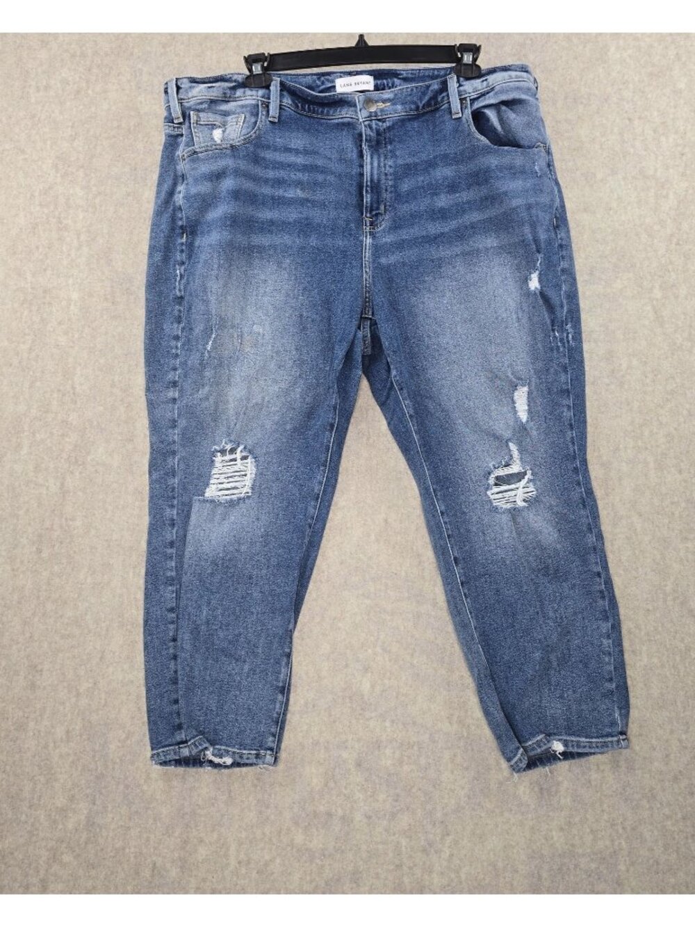 Lane Bryant Womens Distressed High-Rise Straight Jeans Blue Size 26 Cotton Blend